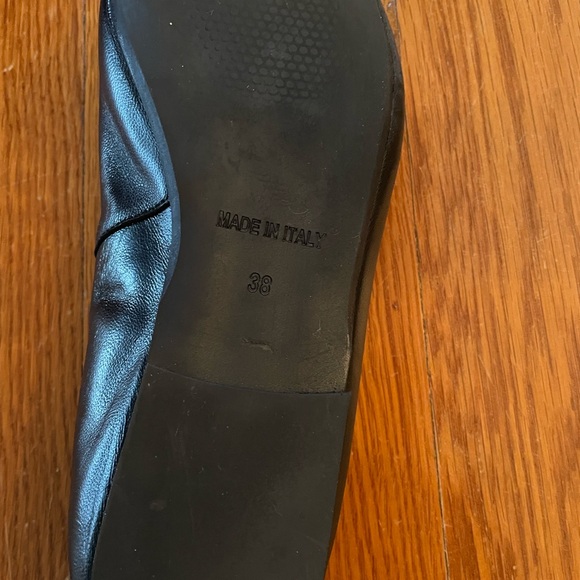 Riccardo Boccia black leather flats size 38, 7 1/2 US, pointed toe with bow, EUC - Picture 5 of 7